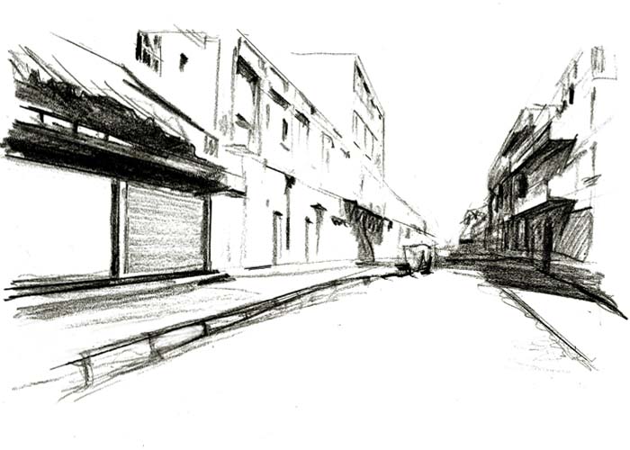 Sketch of one point perspective