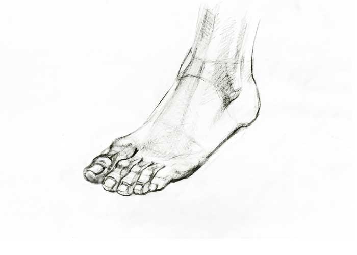 Рисование ноги карандашом 